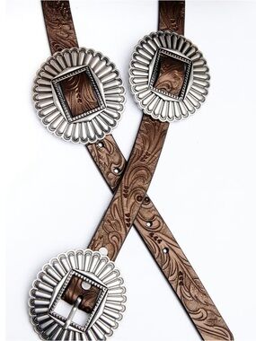 Shyanne metallic tooled leather concho belt